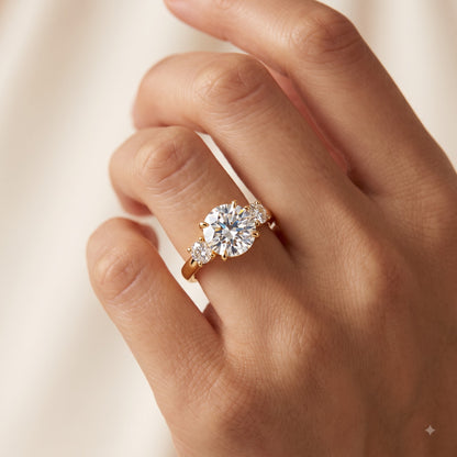 2.80 CT Round Lab Diamond Three Stone Engagement Ring