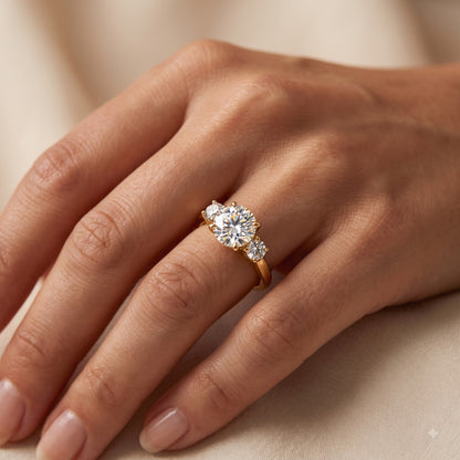 2.80 CT Round Lab Diamond Three Stone Engagement Ring