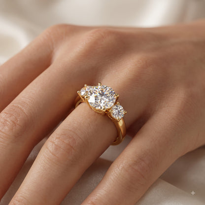 2.80 CT Round Lab Diamond Three Stone Engagement Ring