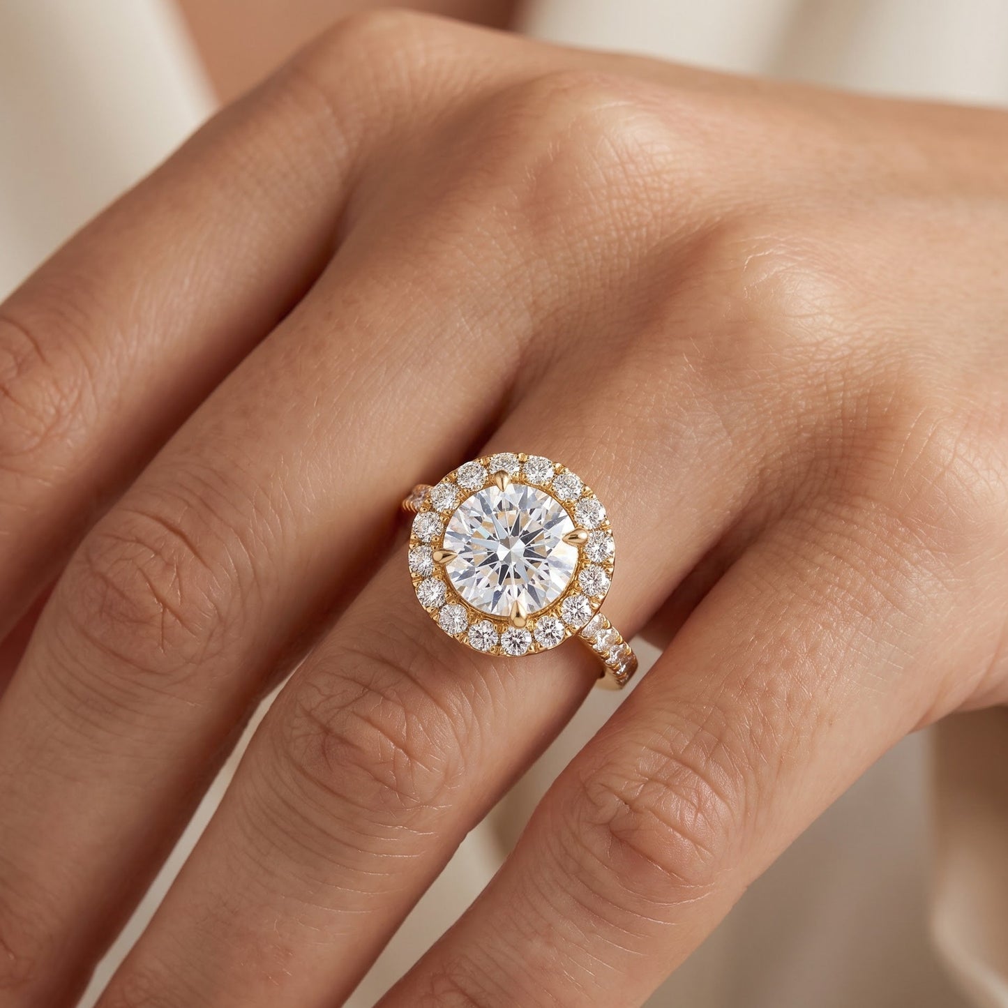 2.50ct Round Cut Lab Grown Diamond Halo Engagement Ring
