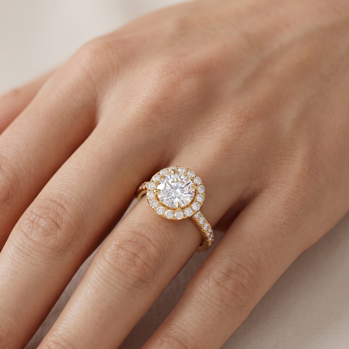 2.50ct Round Cut Lab Grown Diamond Halo Engagement Ring