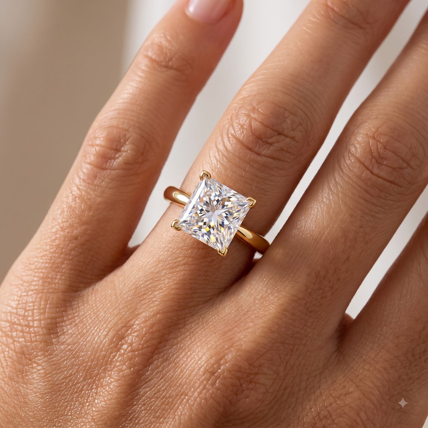 1.00CT Princess Cut Lab Grown Diamond Engagement Ring
