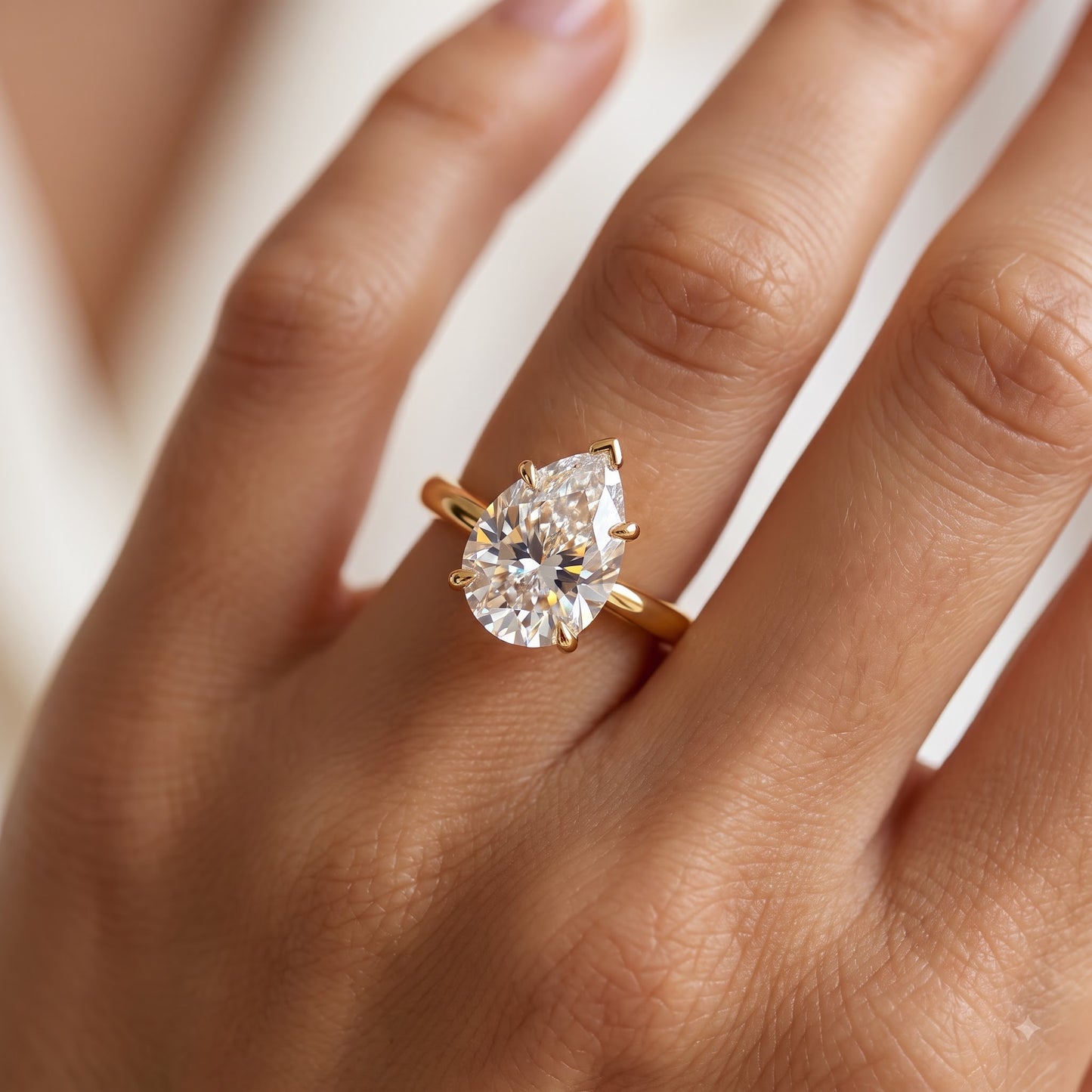 1.00CT Pear Cut Lab Grown Diamond Engagement Ring