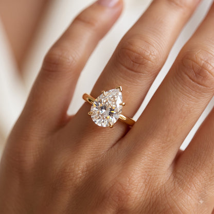 1.00CT Pear Cut Lab Grown Diamond Engagement Ring