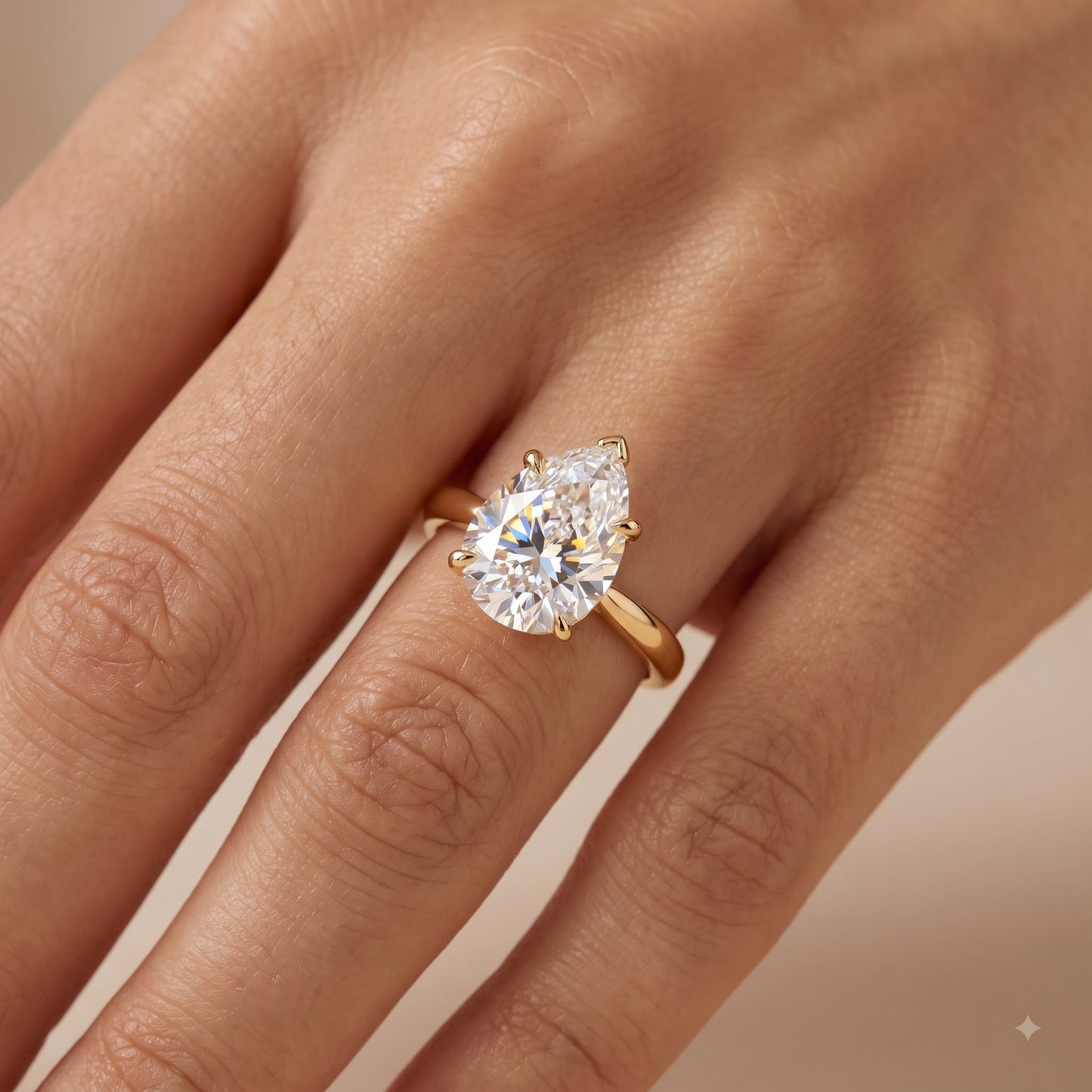 1.00CT Pear Cut Lab Grown Diamond Engagement Ring
