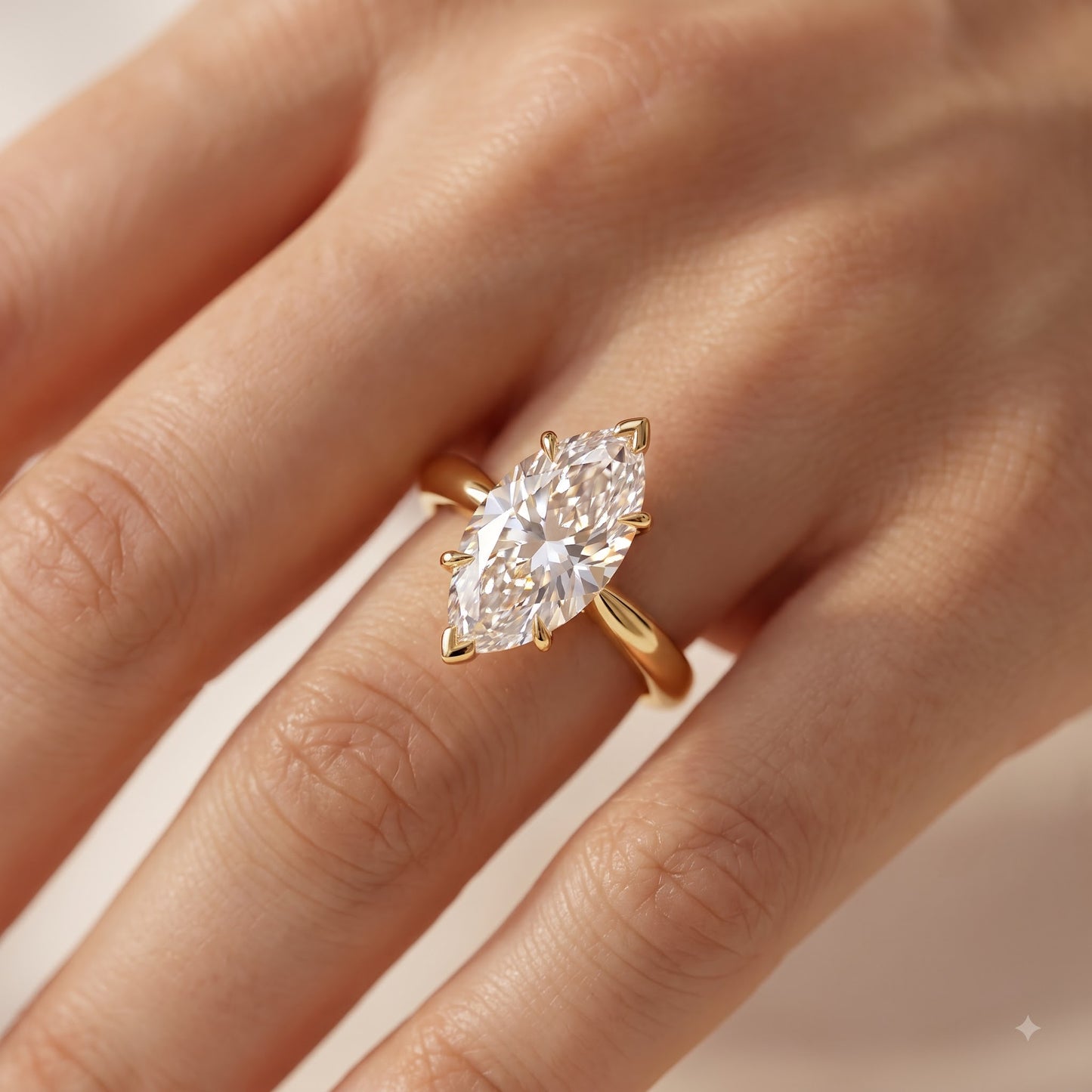 1.00CT Marquise Cut Lab Grown Diamond Engagement Ring