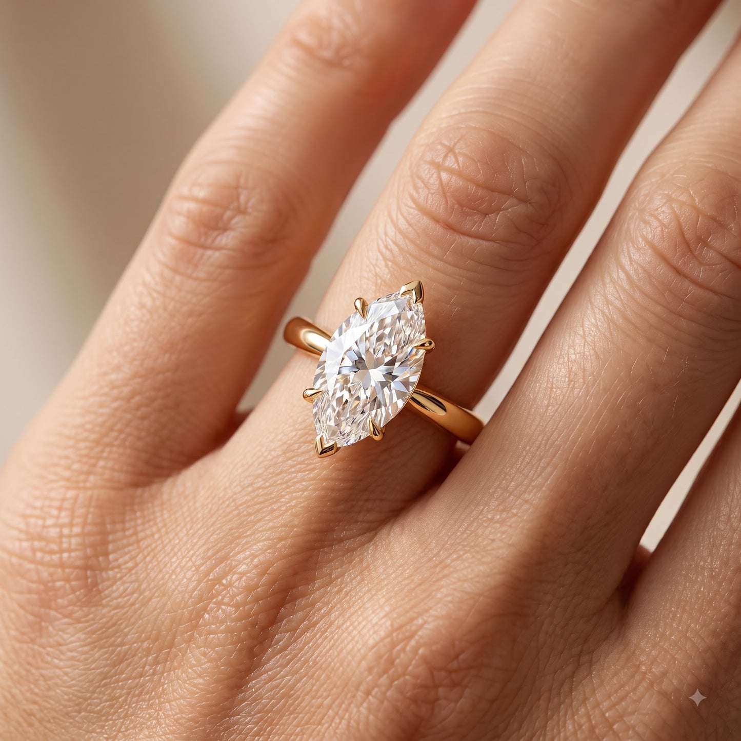 1.00CT Marquise Cut Lab Grown Diamond Engagement Ring