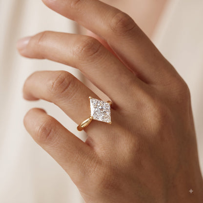 1.00CT Kite Cut Lab Grown Diamond Engagement Ring