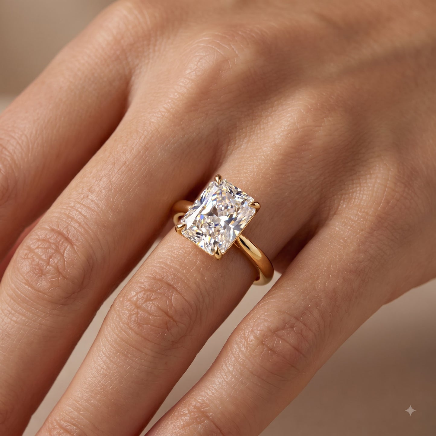 1.00CT Radiant Cut Lab Grown Diamond Engagement Ring