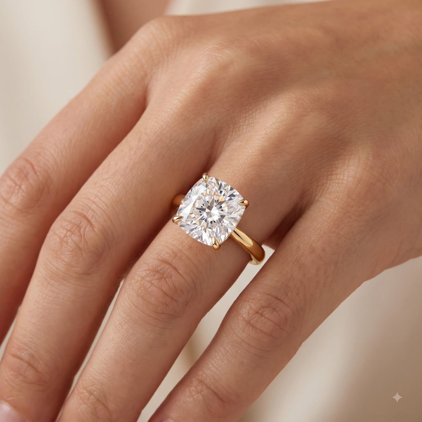 1.00CT Cushion Cut Lab Grown Diamond Engagement Ring