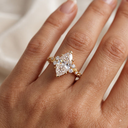 1.670ct Marquise Cut Lab Grown Diamond Floral Engagement Ring
