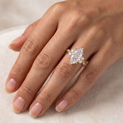 1.670ct Marquise Cut Lab Grown Diamond Floral Engagement Ring