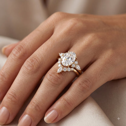 1.690 CT Oval Cut Lab Grown Diamond Engagement Ring Set