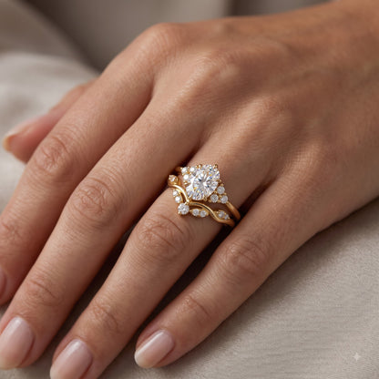 0.66CT Oval Cut Lab Grown Diamond Engagement Ring Set