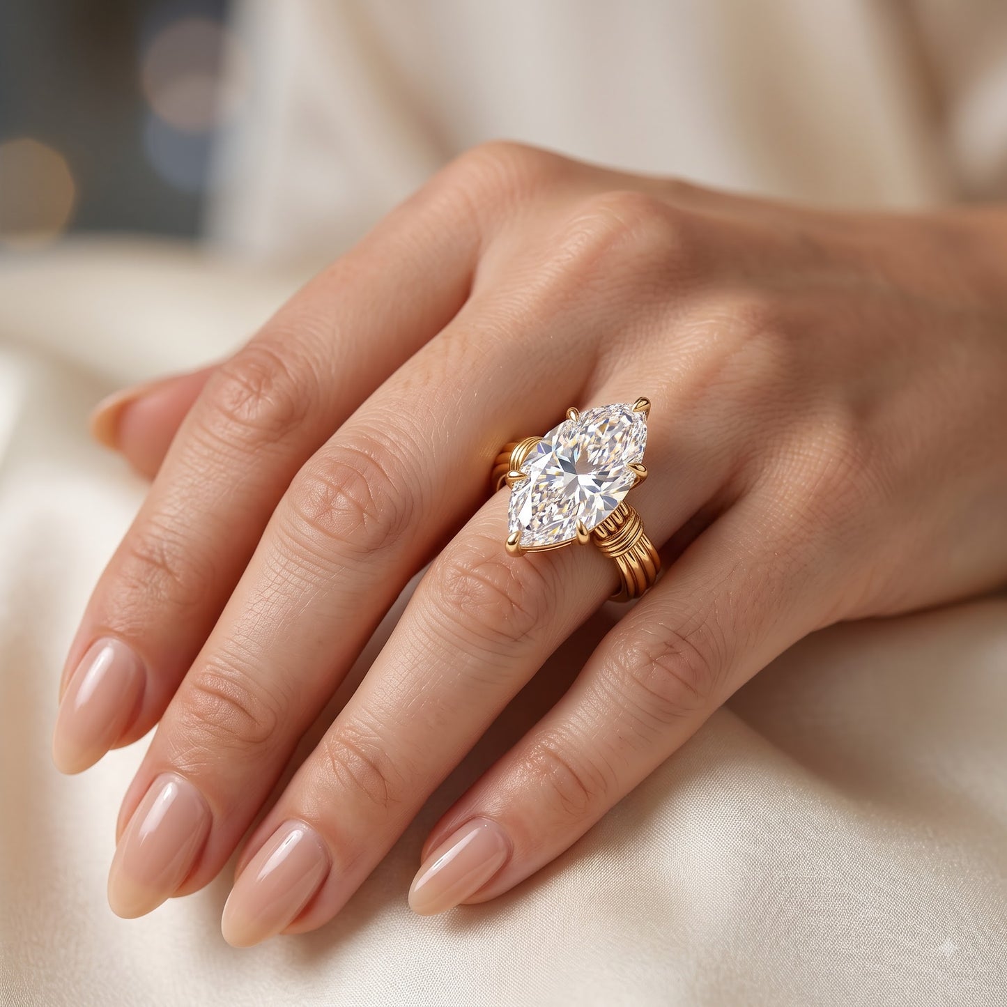 1.00ct Elegant Marquise Cut Lab Grown Diamond Engagement Ring