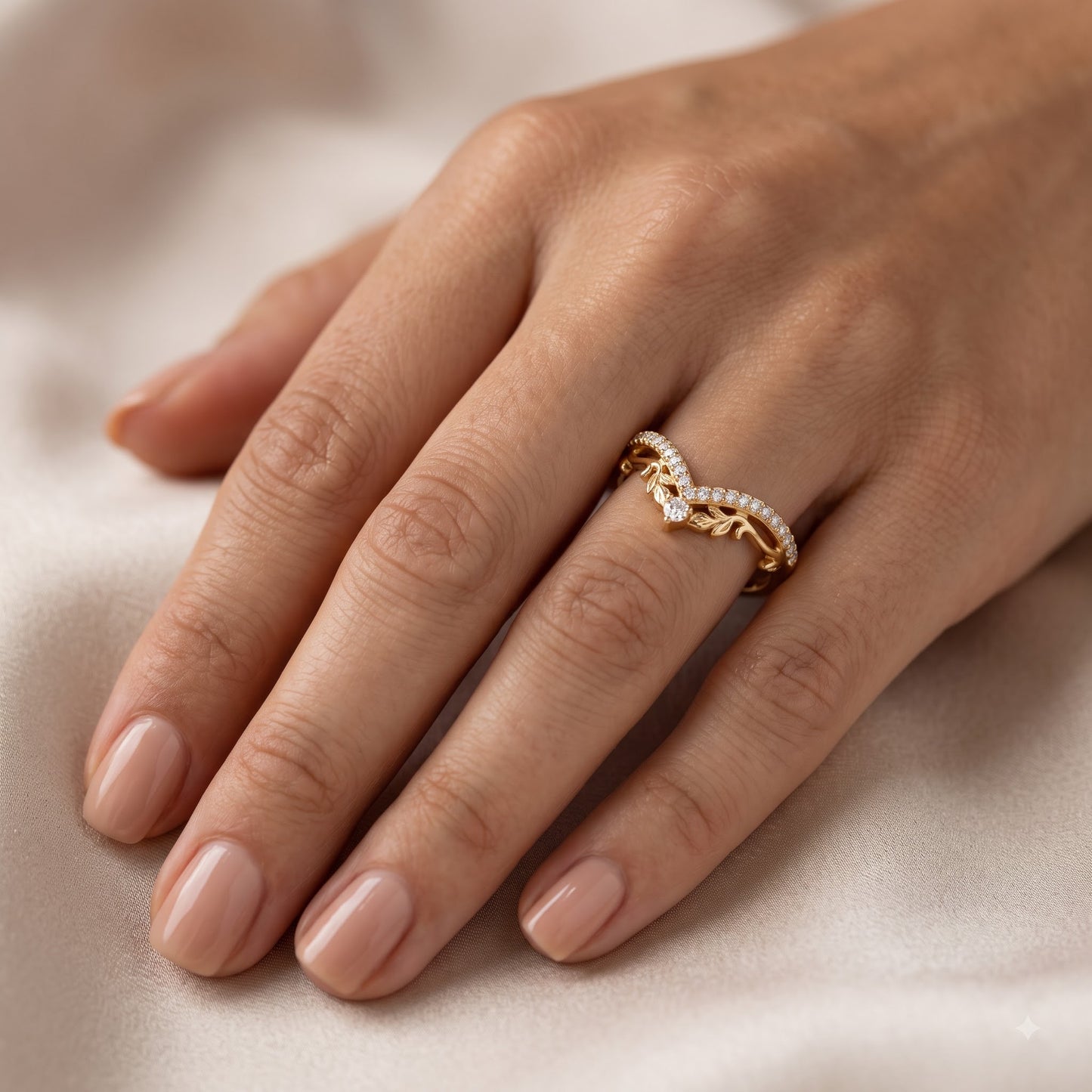 0.200 ct Lab Grown Diamond V Shape Wedding Band Ring