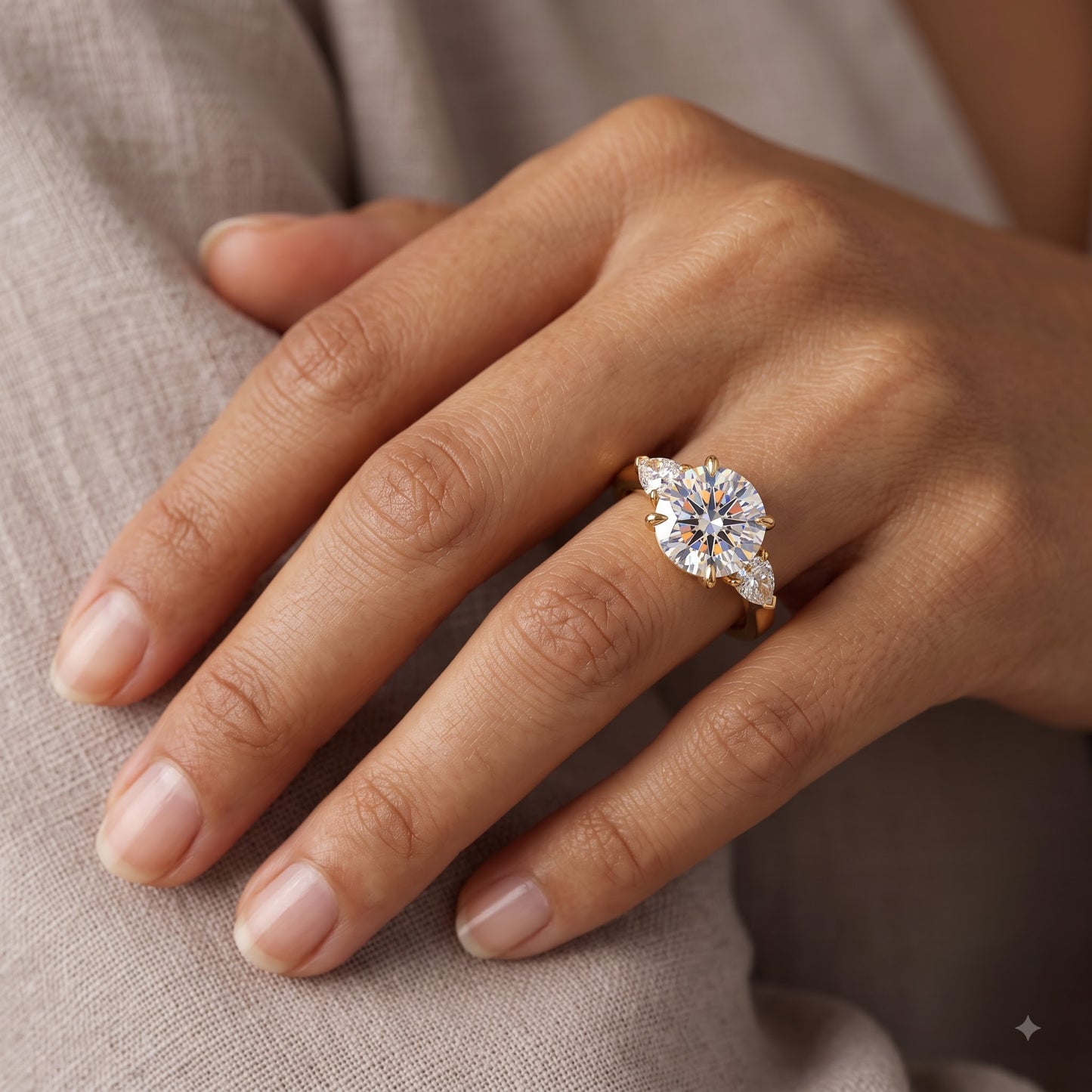 1.40ct Round Cut Lab Grown Diamond Three Stone Engagement Ring