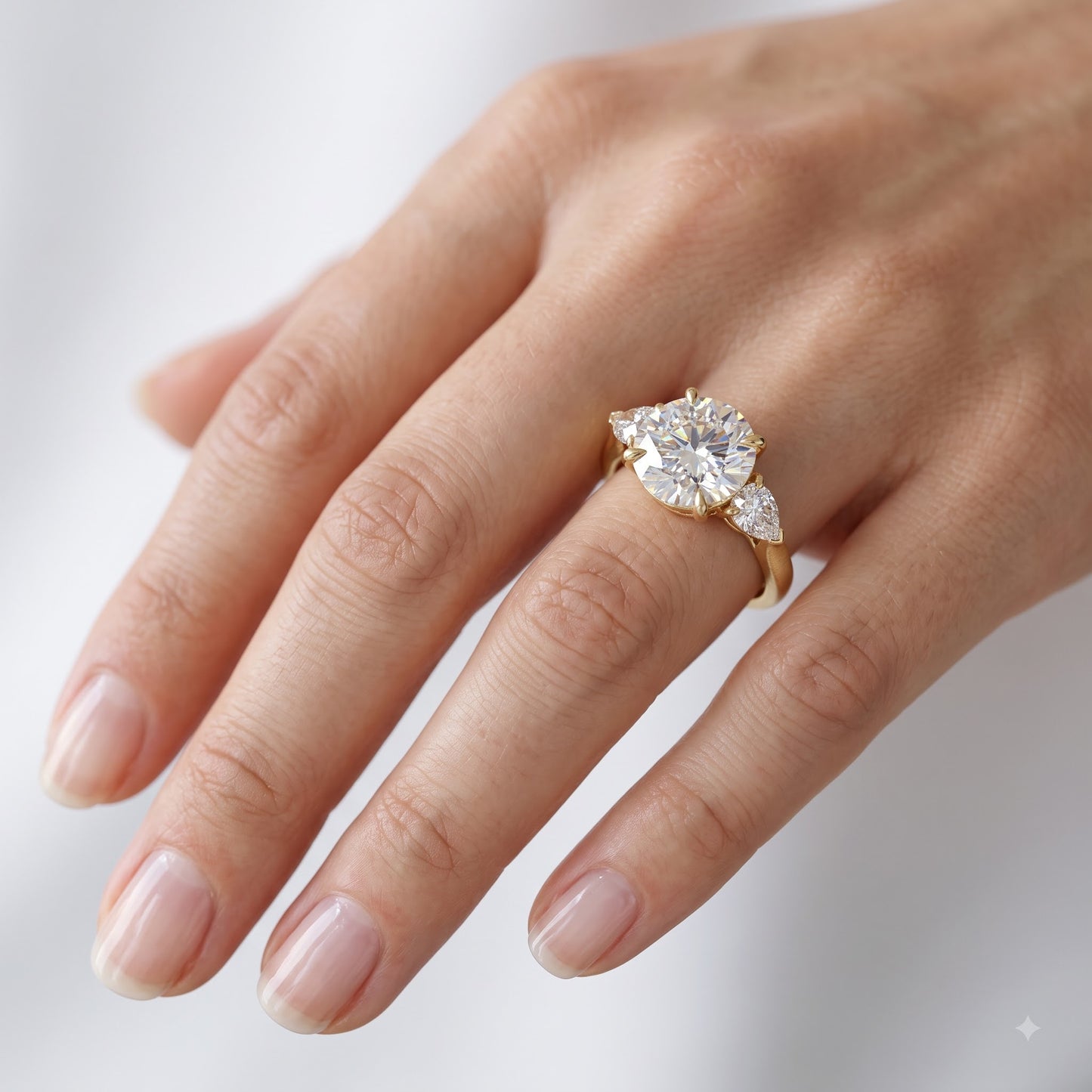1.40ct Round Cut Lab Grown Diamond Three Stone Engagement Ring
