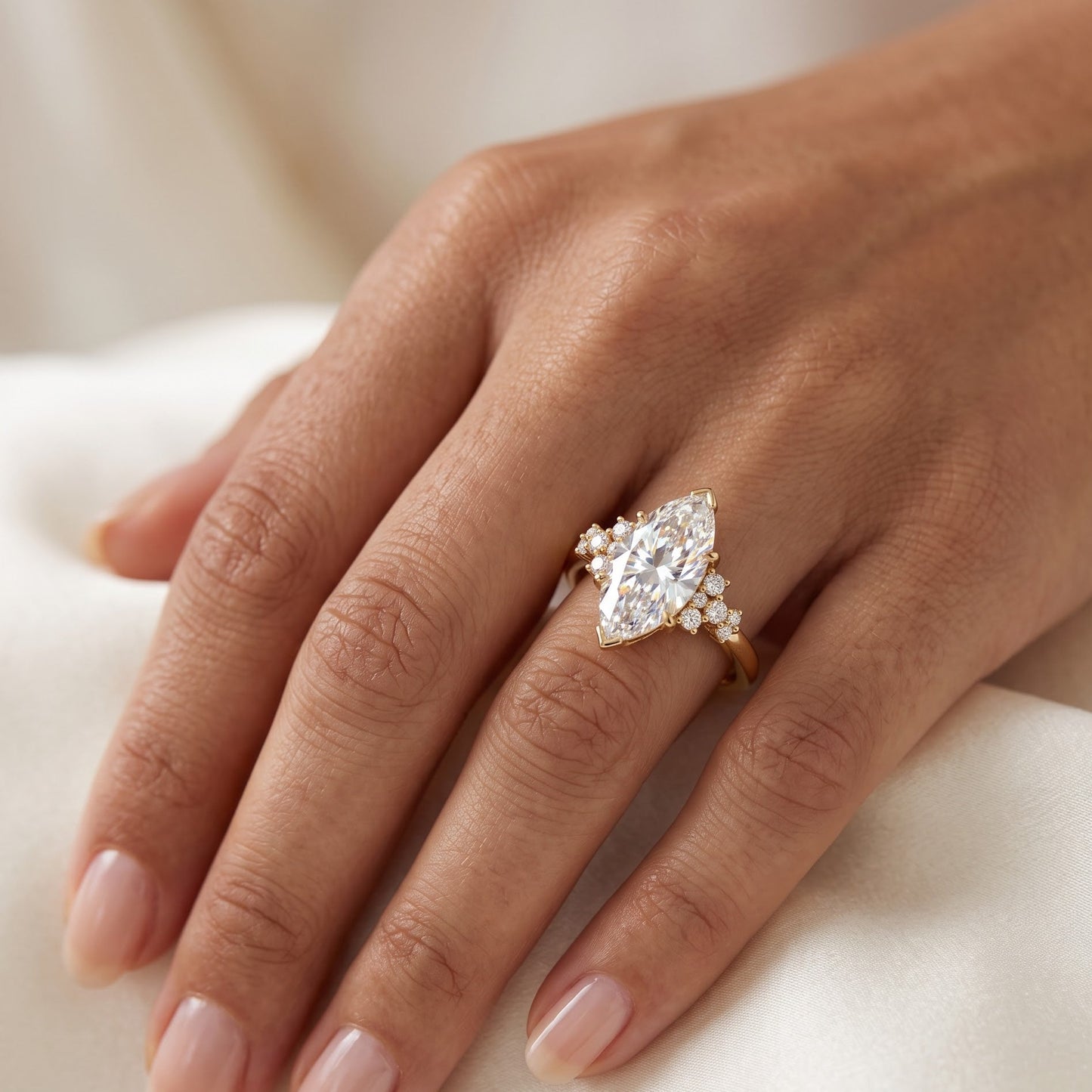 marquise diamond ring with gold band​

