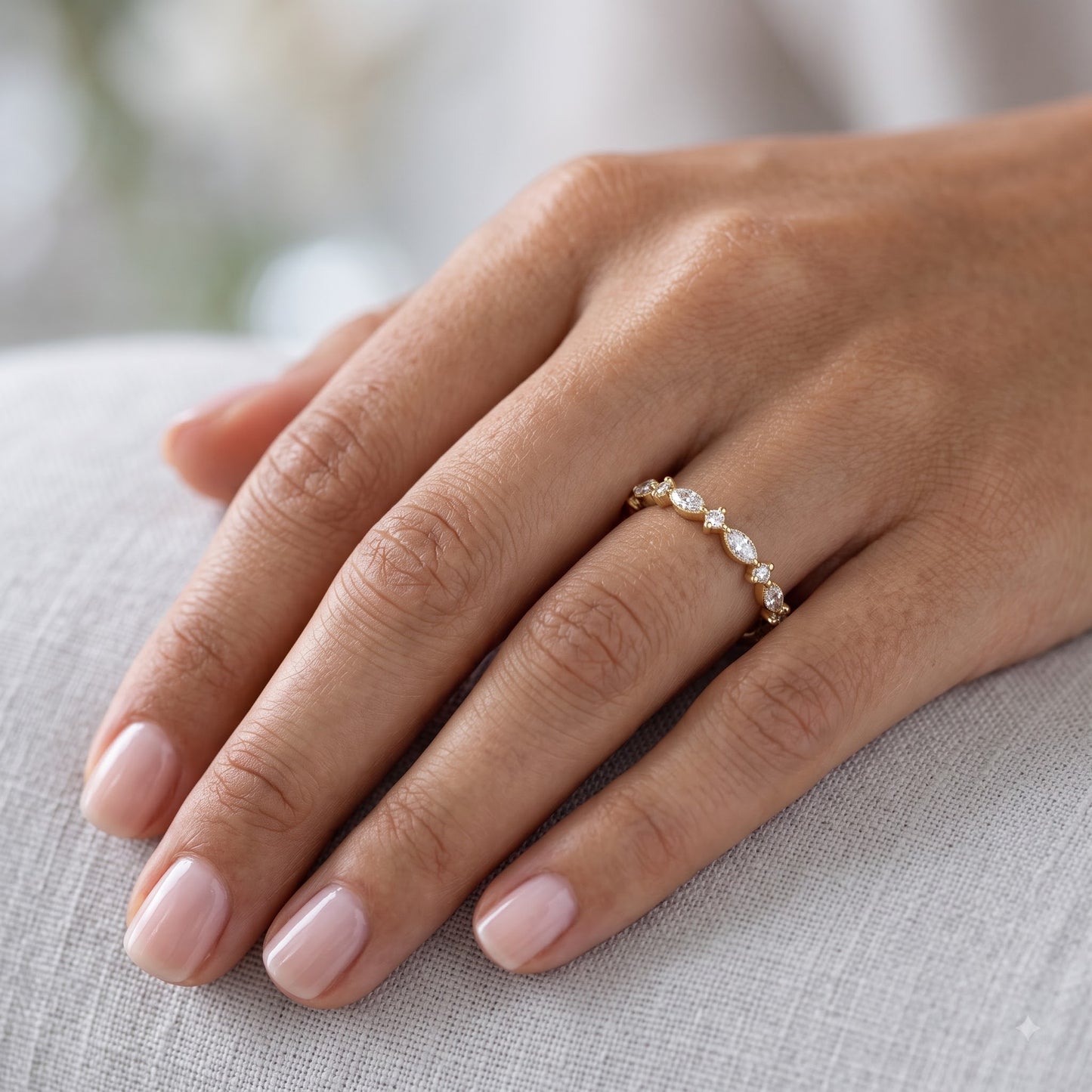 0.200 ct Marquise & Round Cut Lab Grown Diamond Eternity Band Ring