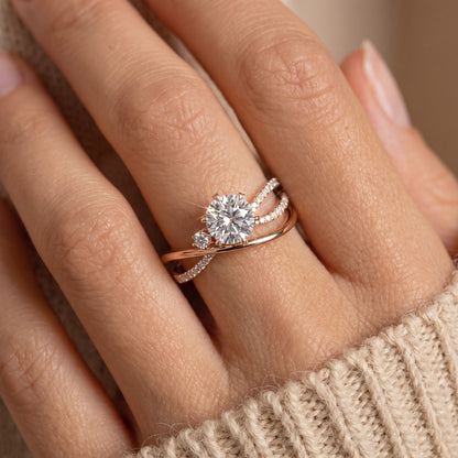 1.60ct  Round Cut Lab Grown Diamond Pave Engagement Ring