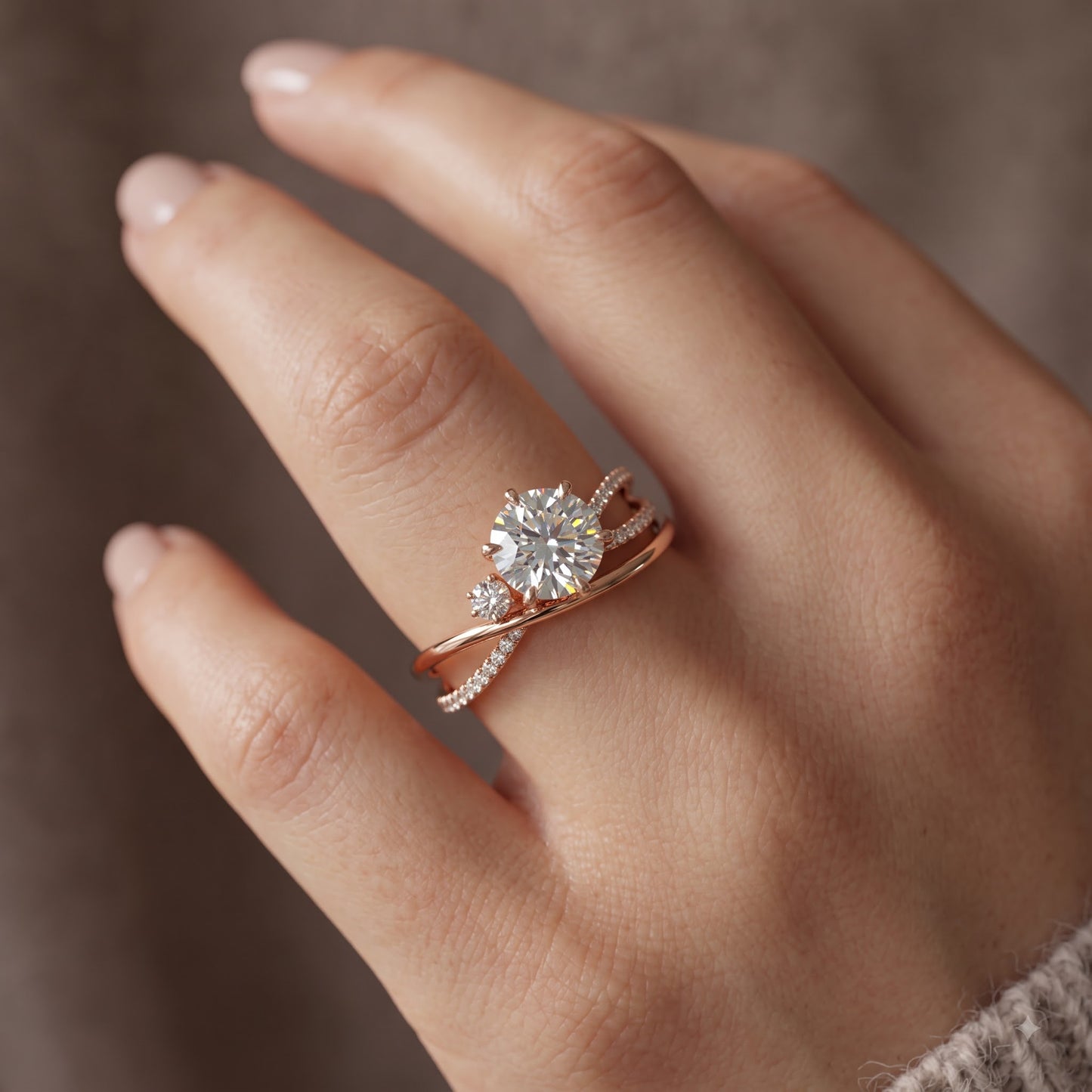 1.60ct  Round Cut Lab Grown Diamond Pave Engagement Ring