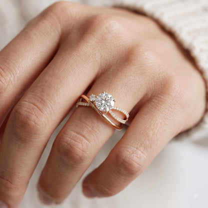 1.60ct  Round Cut Lab Grown Diamond Pave Engagement Ring