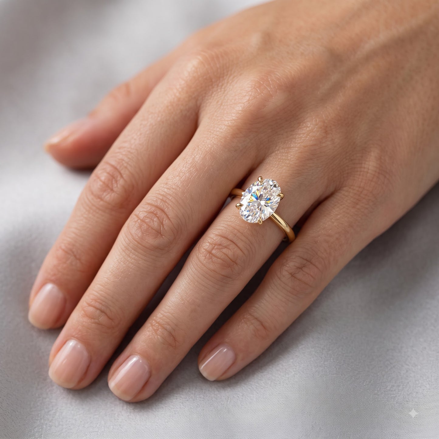 1.00ct Oval Cut Lab Grown Diamond Solitaire Minimalist Engagement Ring