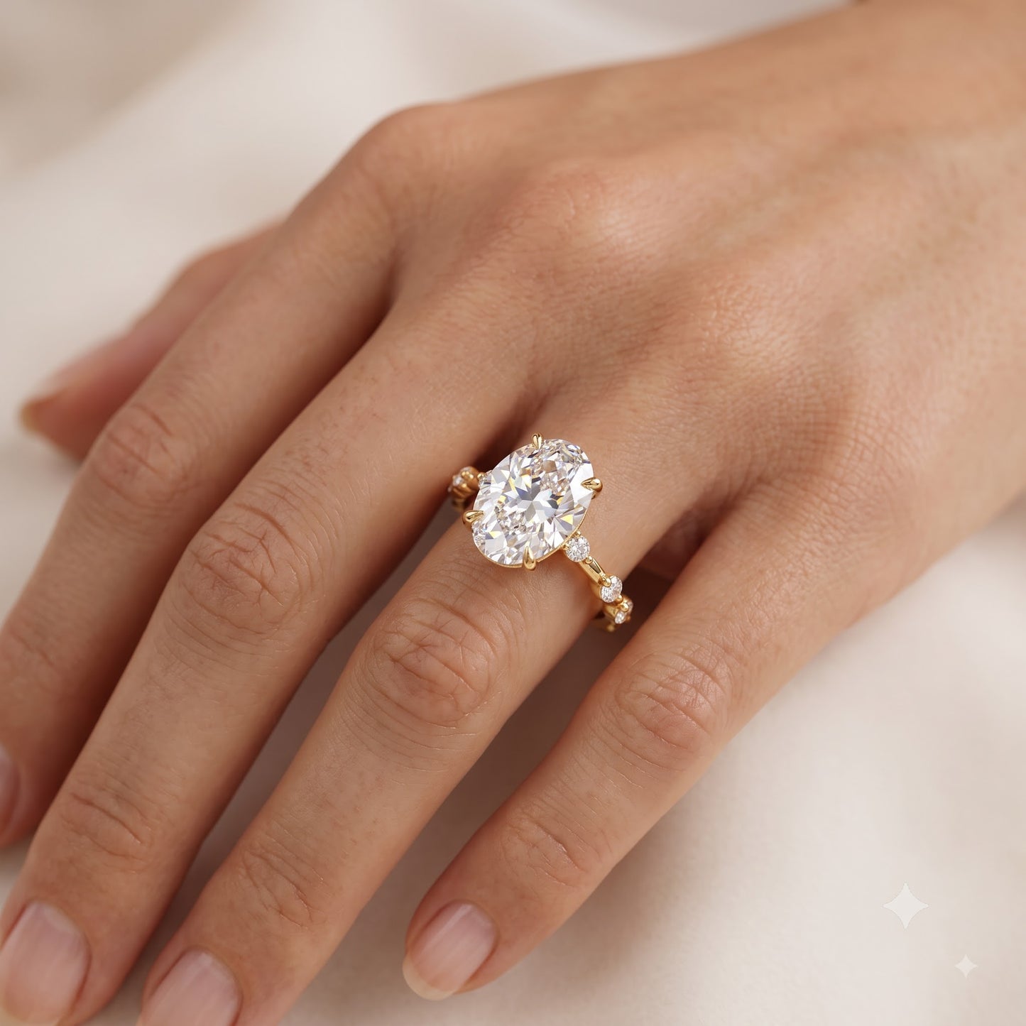 1.00ct Oval Cut Lab Grown Diamond Pavé Engagement Ring
