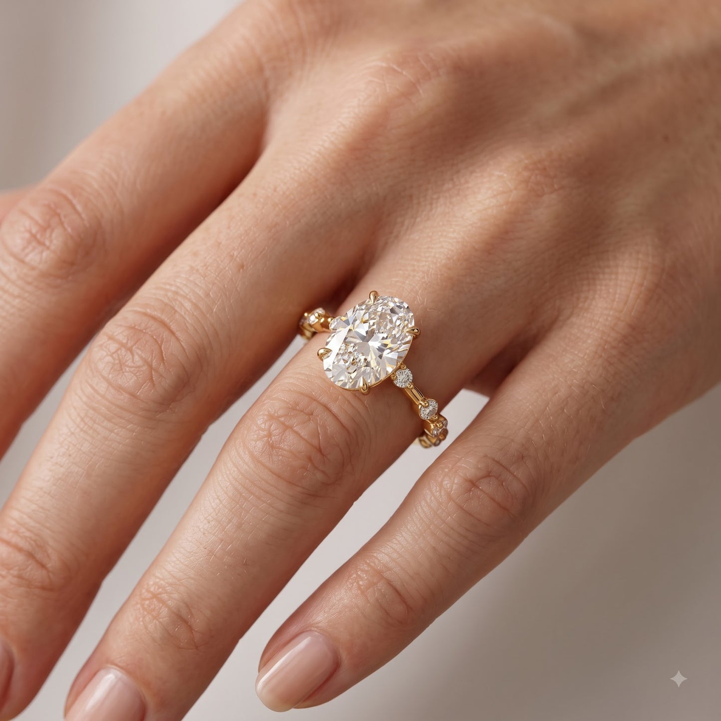 1.00ct Oval Cut Lab Grown Diamond Pavé Engagement Ring