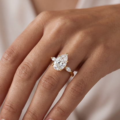 three stone lab grown diamond engagement ring