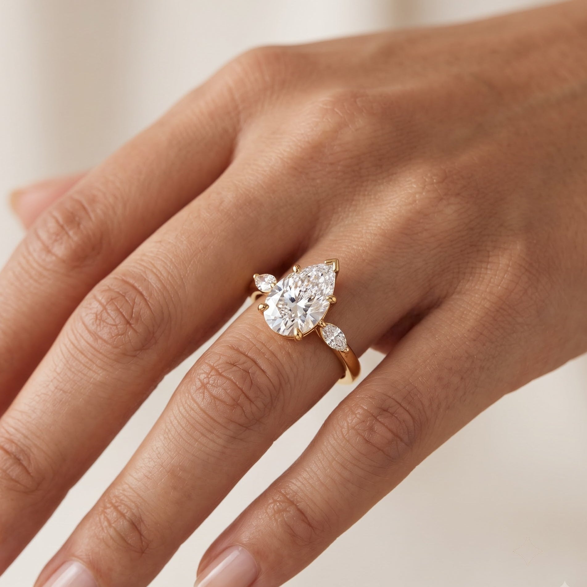 pear shaped lab grown diamond ring