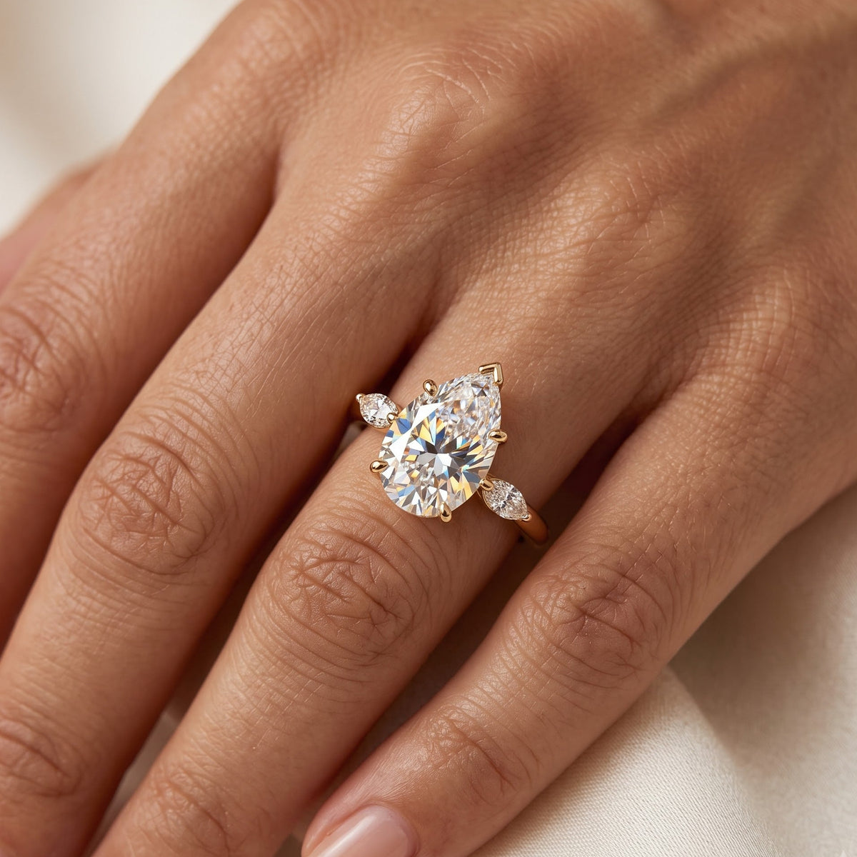 three stone lab grown diamond ring