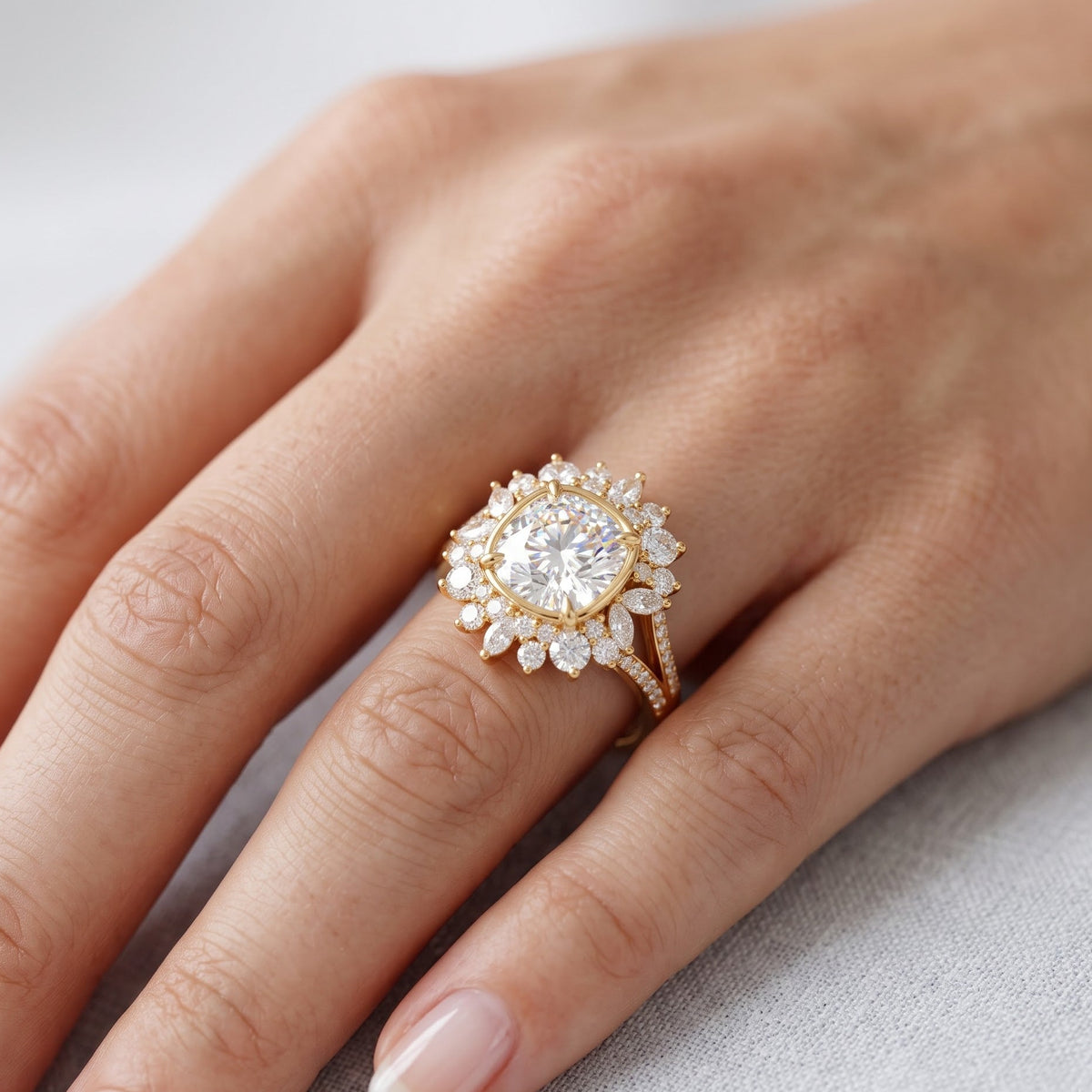halo engagement rings cushion cut​

