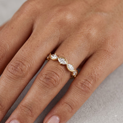 0.250 ct Marquise Cut Lab Grown Diamond Curved Band Ring