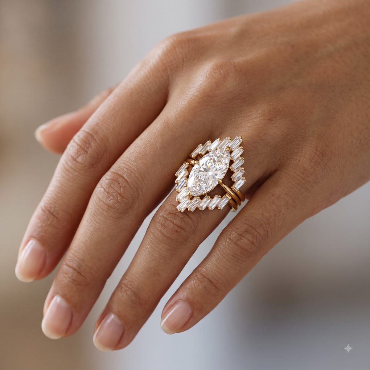 1.90ct Marquise Cut Lab Grown Diamond Halo Engagement Ring Set