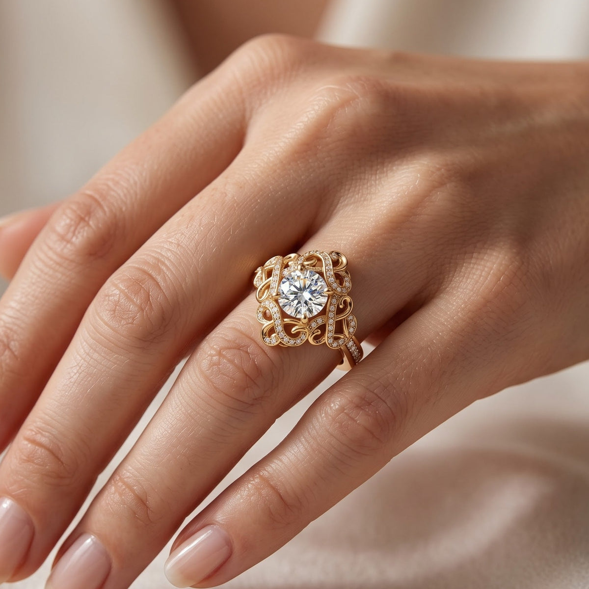 lab grown diamond vintage engagement ring