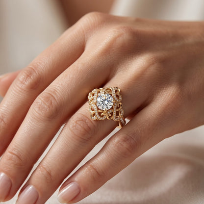 lab grown diamond vintage engagement ring