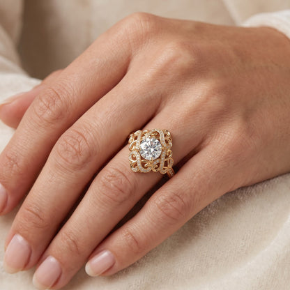vintage filigree lab grown diamond ring