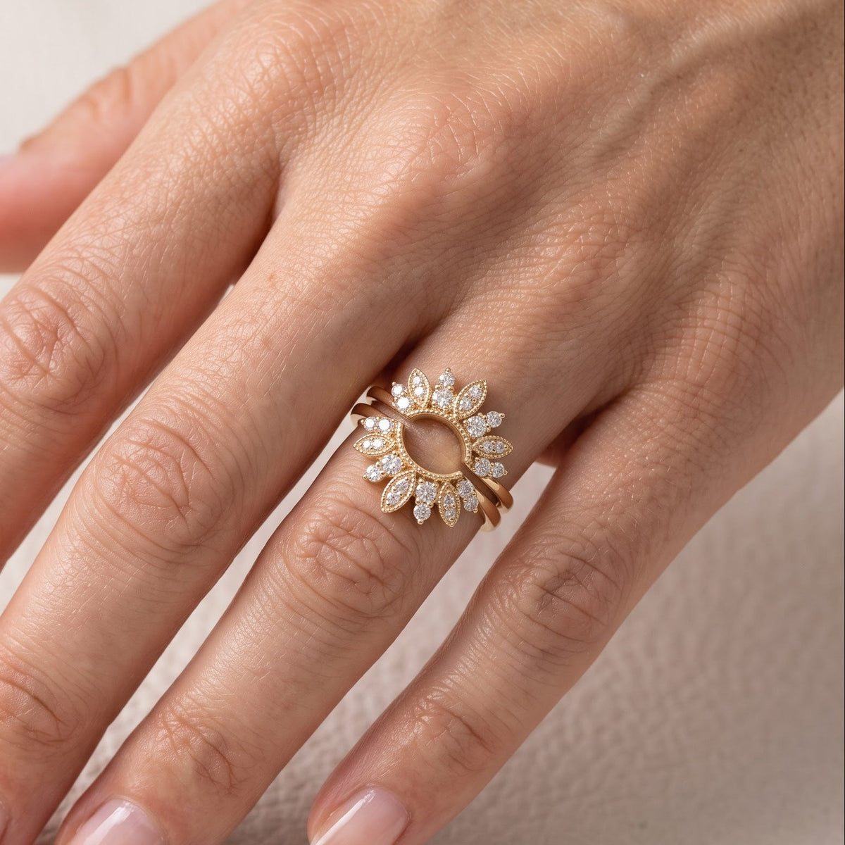 14K gold floral lab grown diamond ring14K gold floral lab grown diamond ring