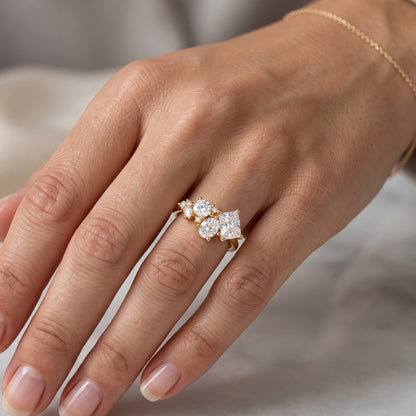 asymmetrical lab grown diamond ring

