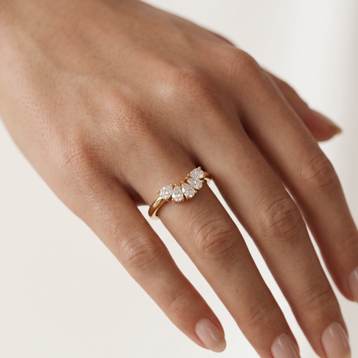 lab grown diamond curved wedding band