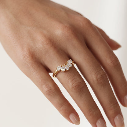 lab grown diamond curved wedding band