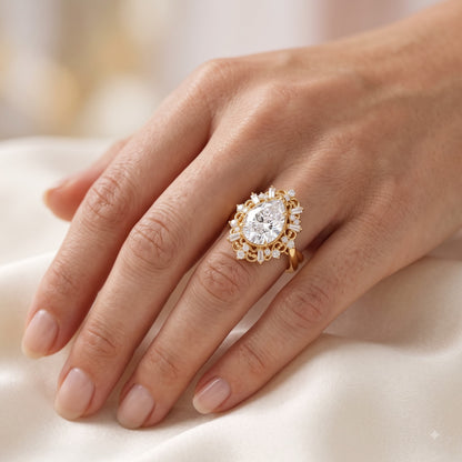 1.00ct Pear Cut Lab Grown Diamond Vintage Engagement Ring