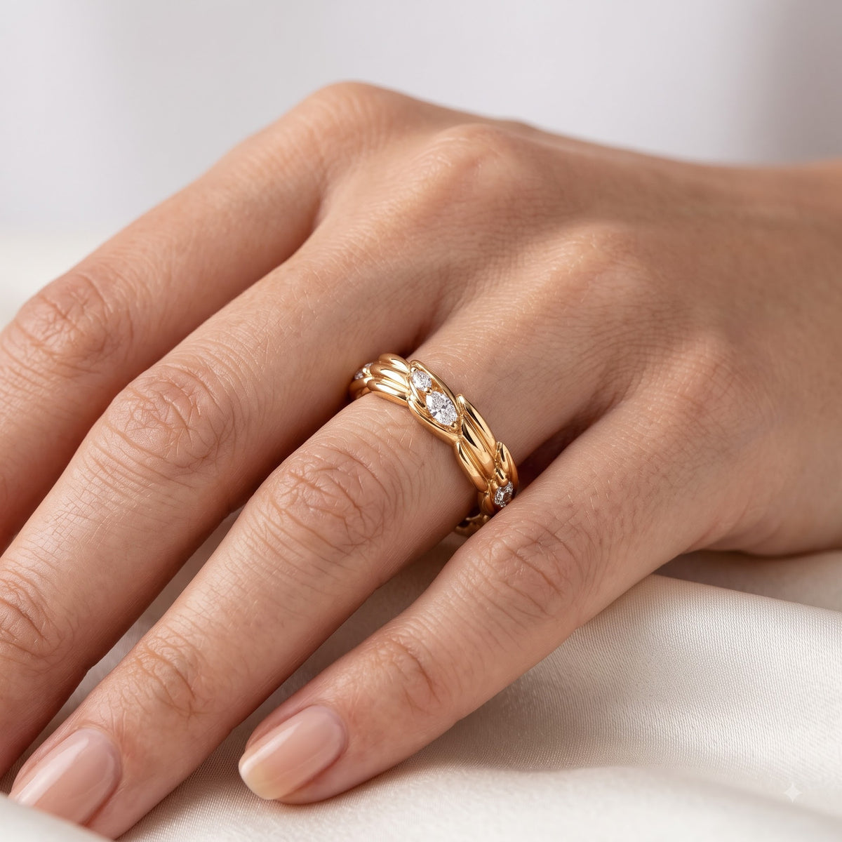 0.750 ct  Marquise Cut Lab Grown Diamond Unique Wedding Band