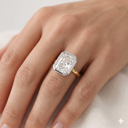 1.00ct Radiant Cut Lab Grown Diamond Modern Halo Engagement Ring