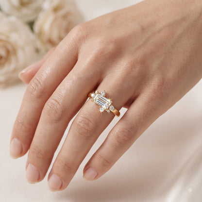 0.300 ct Baguette & Round Cut Lab Grown Diamond Unique Wedding Band