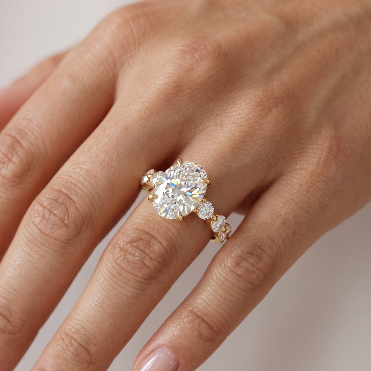 oval lab grown diamond bridal ring