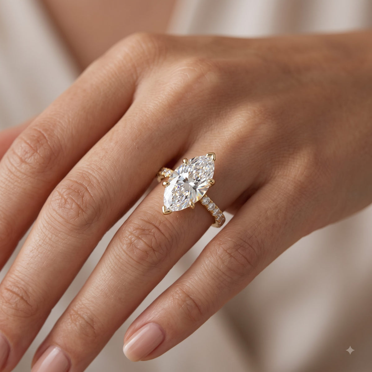 1.00ct Marquise Cut Lab Grown Diamond Unique Engagement Ring