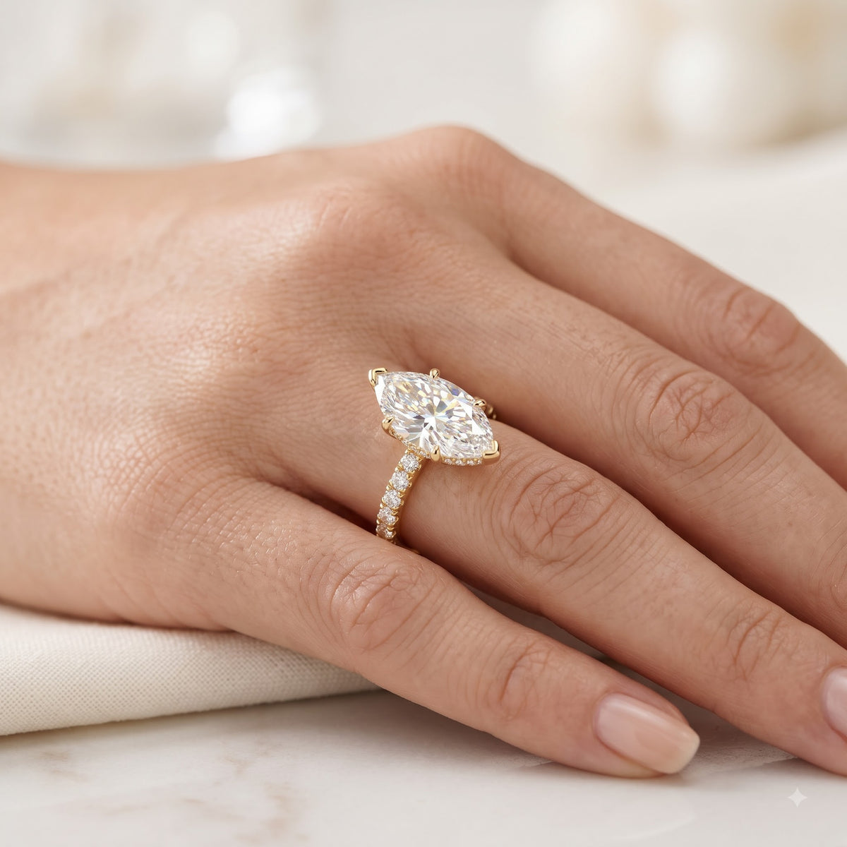 1.00ct Marquise Cut Lab Grown Diamond Unique Engagement Ring
